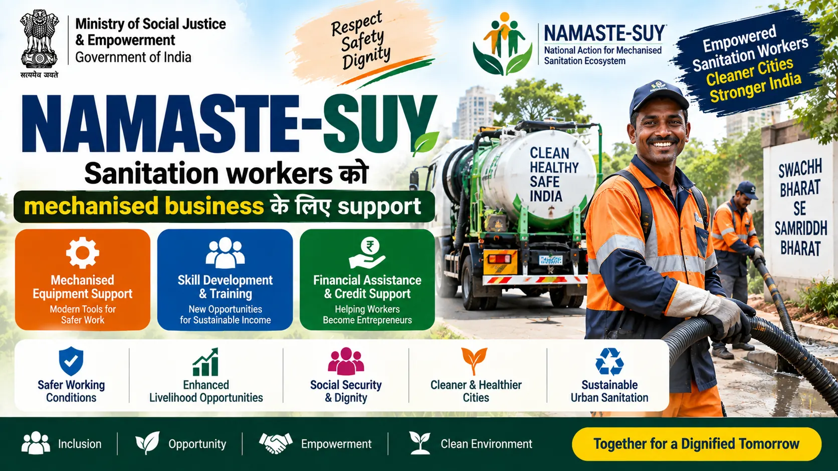 NAMASTE-SUY Scheme 2026: Sanitation Workers को Mechanised Business के लिए Support, जानें Capital Subsidy और Benefits